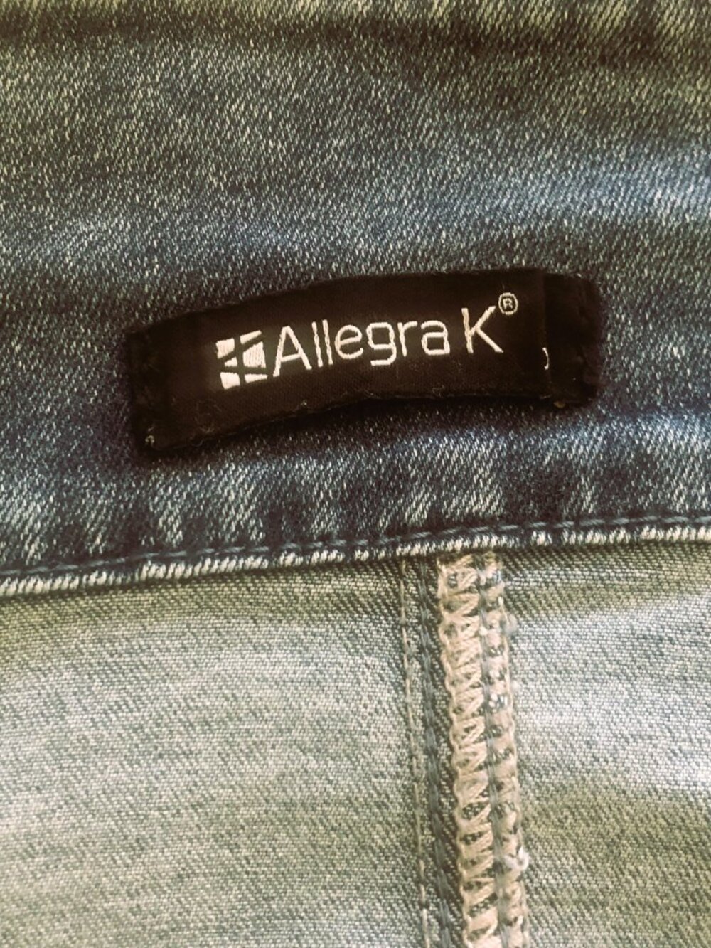 ALEGRA K Double Breasted Notched Lapel Structured Light Blue Denim Jacket Sz XL - Picture 5 of 7
